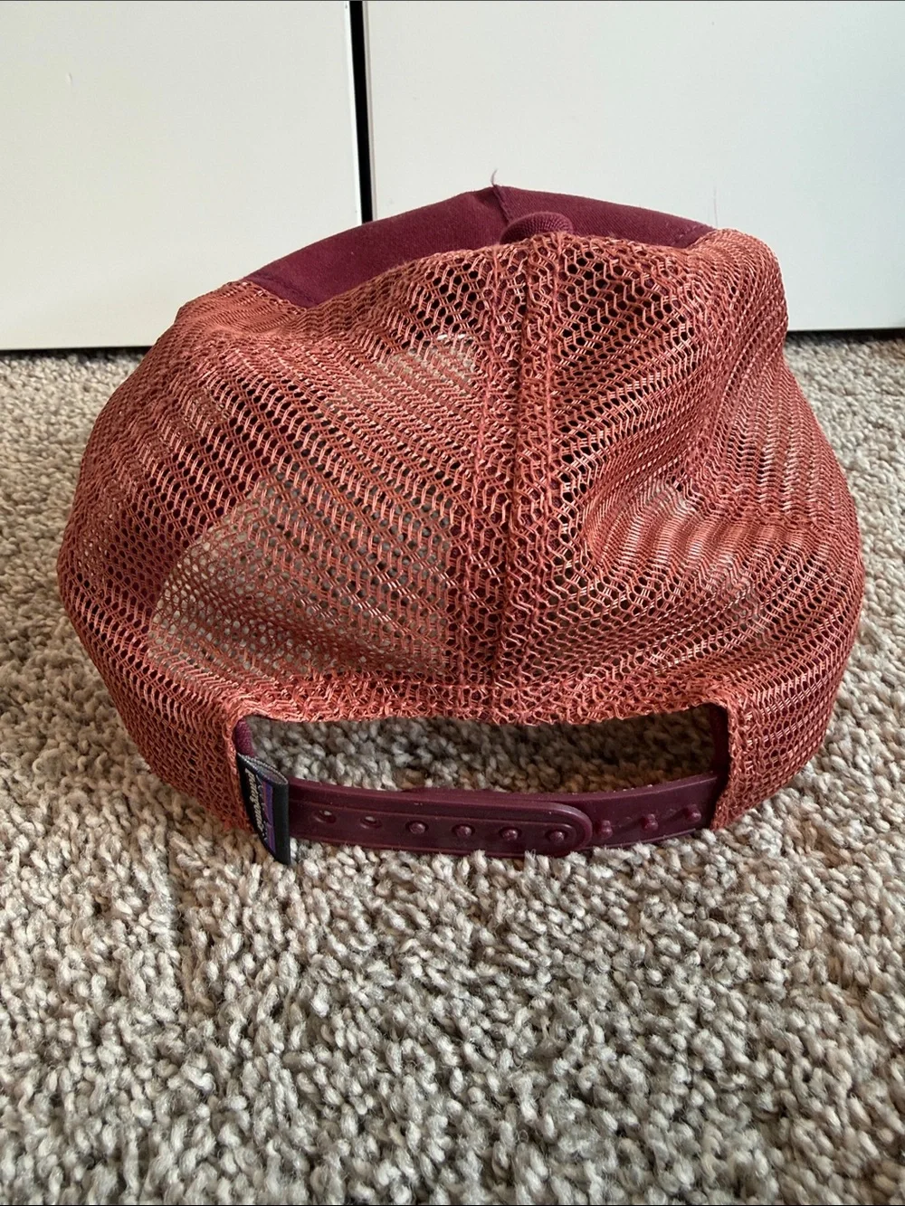Patagonia Kids Burgundy and Tan Mesh Trucker Hat
